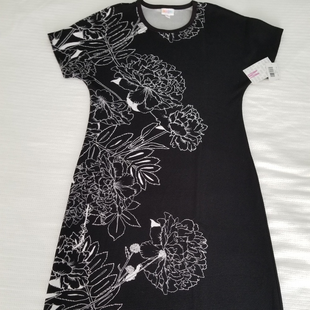 Lularoe Maria Blanc Noir Black Floral M